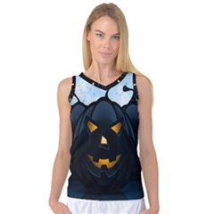 Halloween Pumpkin Dark Face Mask Smile Ghost Night Women s Basketball Tank Top