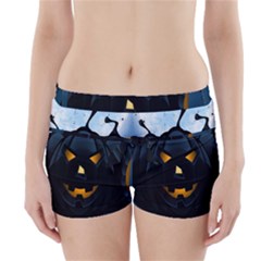 Halloween Pumpkin Dark Face Mask Smile Ghost Night Boyleg Bikini Wrap Bottoms