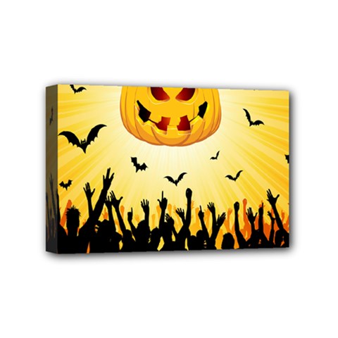 Halloween Pumpkin Bat Party Night Ghost Mini Canvas 6  X 4  by Alisyart