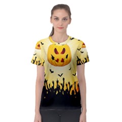 Halloween Pumpkin Bat Party Night Ghost Women s Sport Mesh Tee