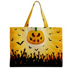 Halloween Pumpkin Bat Party Night Ghost Zipper Mini Tote Bag by Alisyart