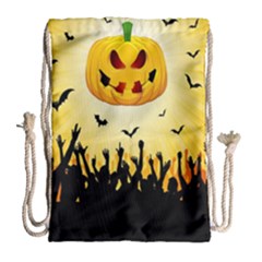 Halloween Pumpkin Bat Party Night Ghost Drawstring Bag (large)