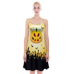 Halloween Pumpkin Bat Party Night Ghost Spaghetti Strap Velvet Dress by Alisyart