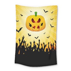 Halloween Pumpkin Bat Party Night Ghost Small Tapestry by Alisyart