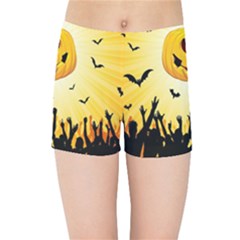 Halloween Pumpkin Bat Party Night Ghost Kids Sports Shorts by Alisyart