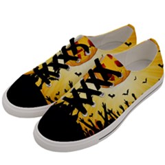 Halloween Pumpkin Bat Party Night Ghost Men s Low Top Canvas Sneakers