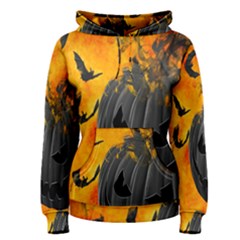 Halloween Pumpkin Bat Ghost Orange Black Smile Women s Pullover Hoodie