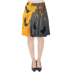 Halloween Pumpkin Bat Ghost Orange Black Smile Velvet High Waist Skirt by Alisyart