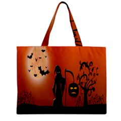 Halloween Sinister Night Moon Bats Zipper Mini Tote Bag