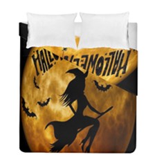 Halloween Wicked Witch Bat Moon Night Duvet Cover Double Side (full/ Double Size)