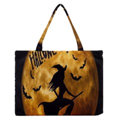 Halloween Wicked Witch Bat Moon Night Zipper Medium Tote Bag