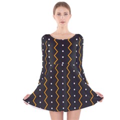 Halloween Zigzag Vintage Chevron Ornamental Cute Polka Dots Long Sleeve Velvet Skater Dress