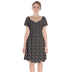 Halloween Zigzag Vintage Chevron Ornamental Cute Polka Dots Short Sleeve Bardot Dress by Alisyart