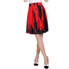 Big Eye Fire Black Red Night Crow Bird Ghost Halloween A-line Skirt