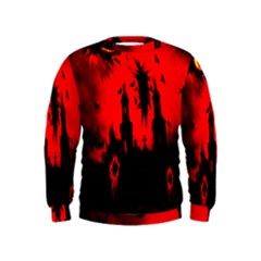Big Eye Fire Black Red Night Crow Bird Ghost Halloween Kids  Sweatshirt by Alisyart