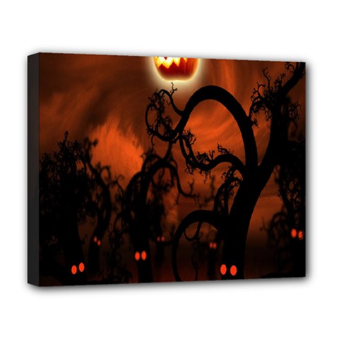 Halloween Pumpkins Tree Night Black Eye Jungle Moon Deluxe Canvas 20  X 16  