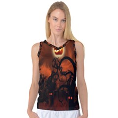 Halloween Pumpkins Tree Night Black Eye Jungle Moon Women s Basketball Tank Top