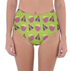 Hat Formula Purple Green Polka Dots Reversible High-waist Bikini Bottoms