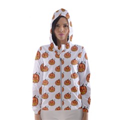 Face Mask Ghost Halloween Pumpkin Pattern Hooded Wind Breaker (women) by Alisyart