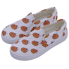 Face Mask Ghost Halloween Pumpkin Pattern Kids  Canvas Slip Ons by Alisyart