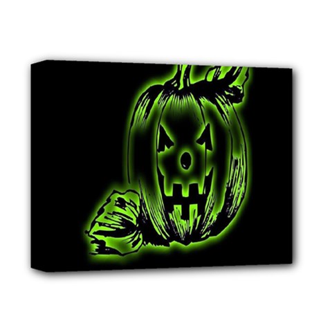 Pumpkin Black Halloween Neon Green Face Mask Smile Deluxe Canvas 14  X 11  by Alisyart
