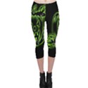 Pumpkin Black Halloween Neon Green Face Mask Smile Capri Leggings  View1