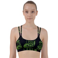 Pumpkin Black Halloween Neon Green Face Mask Smile Line Them Up Sports Bra by Alisyart