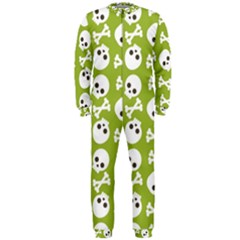 Skull Bone Mask Face White Green Onepiece Jumpsuit (men)  by Alisyart