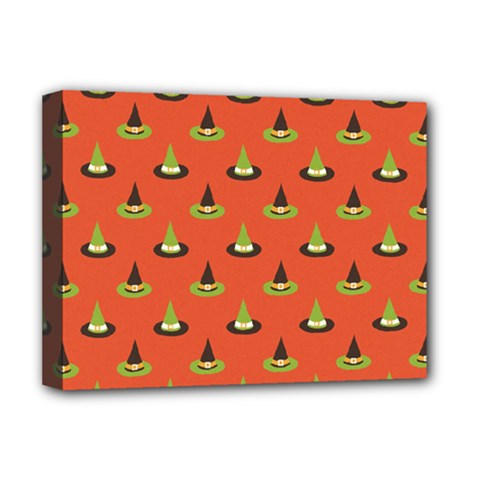 Hat Wicked Witch Ghost Halloween Red Green Black Deluxe Canvas 16  X 12  