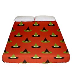 Hat Wicked Witch Ghost Halloween Red Green Black Fitted Sheet (queen Size)