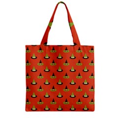 Hat Wicked Witch Ghost Halloween Red Green Black Zipper Grocery Tote Bag by Alisyart