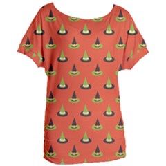 Hat Wicked Witch Ghost Halloween Red Green Black Women s Oversized Tee