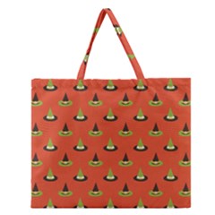 Hat Wicked Witch Ghost Halloween Red Green Black Zipper Large Tote Bag