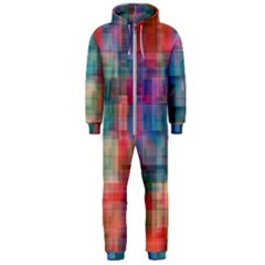 Rainbow Prism Plaid  Hooded Jumpsuit (men)  by KirstenStar