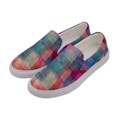 Rainbow Prism Plaid  Women s Canvas Slip Ons by KirstenStar