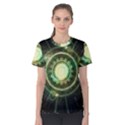 Green Chaos Clock, Steampunk Alchemy Fractal Mandala Women s Cotton Tee View1