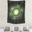 Green Chaos Clock, Steampunk Alchemy Fractal Mandala Medium Tapestry View2