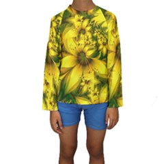 Beautiful Yellow-green Meadow Of Daffodil Flowers Kids  Long Sleeve Swimwear by jayaprime