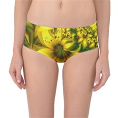 Beautiful Yellow-green Meadow Of Daffodil Flowers Mid-waist Bikini Bottoms by jayaprime