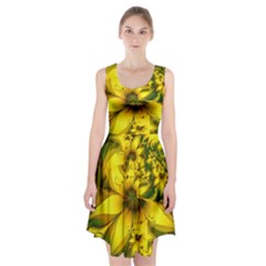 Beautiful Yellow-green Meadow Of Daffodil Flowers Racerback Midi Dress by jayaprime