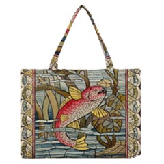 Fish Underwater Cubism Mosaic Zipper Medium Tote Bag by Celenk