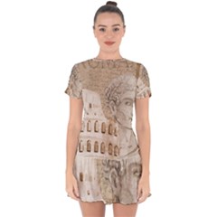 Colosseum Rome Caesar Background Drop Hem Mini Chiffon Dress by Celenk