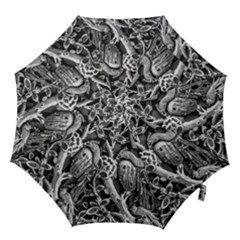 Black And White Pattern Texture Hook Handle Umbrellas (medium) by Celenk