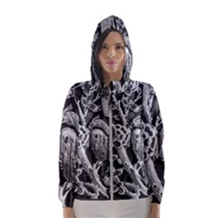 Black And White Pattern Texture Hooded Wind Breaker (women) by Celenk