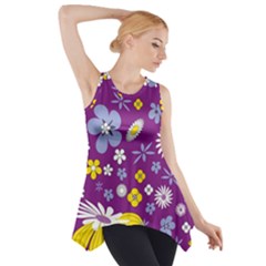 Floral Flowers Side Drop Tank Tunic by Celenk