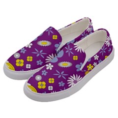 Floral Flowers Men s Canvas Slip Ons by Celenk