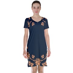 Floral Vintage Royal Frame Pattern Short Sleeve Nightdress