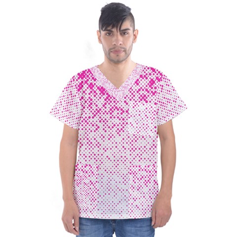 Halftone Dot Background Pattern Men s V-neck Scrub Top by Celenk