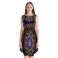 Fractal Vintage Colorful Decorative Sleeveless Chiffon Dress  