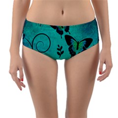 Texture Butterflies Background Reversible Mid-waist Bikini Bottoms by Celenk